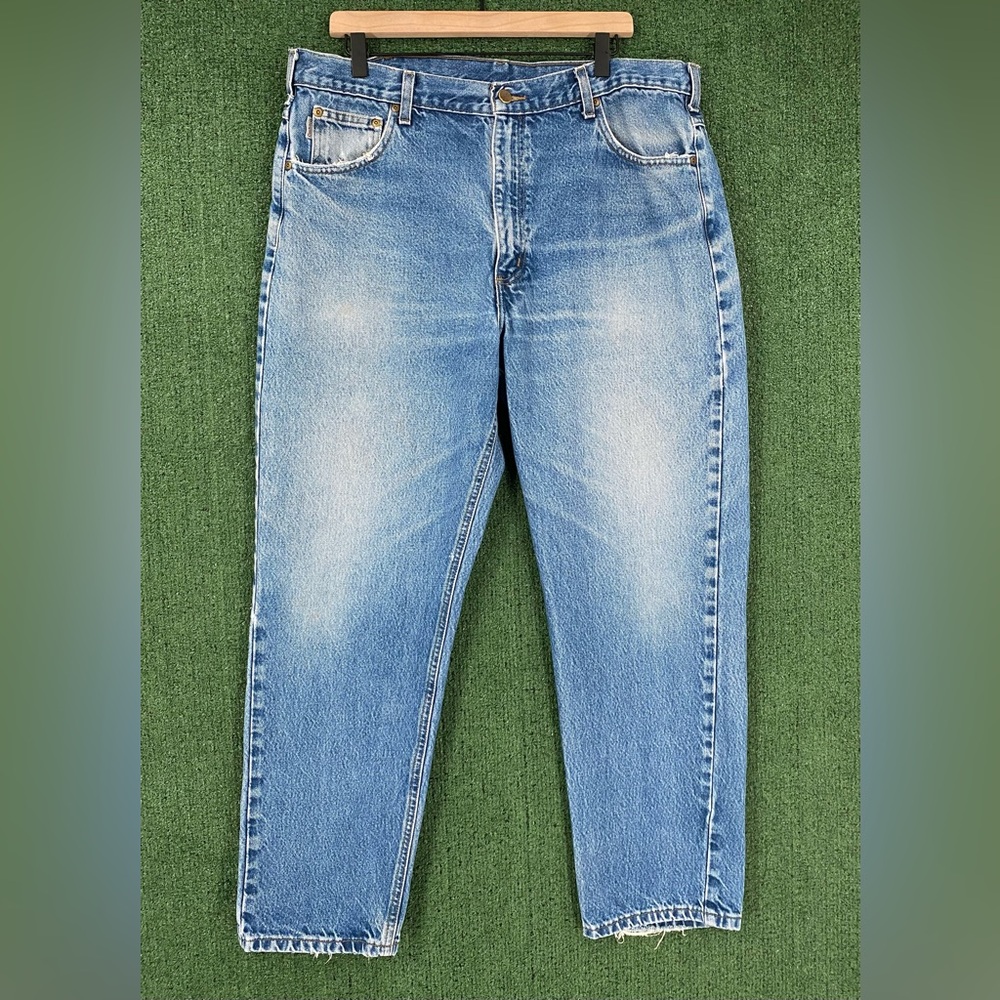 Vintage 90’s Carhartt B18 DST Faded Wiskered Denim Jeans Men’s Size 38x29